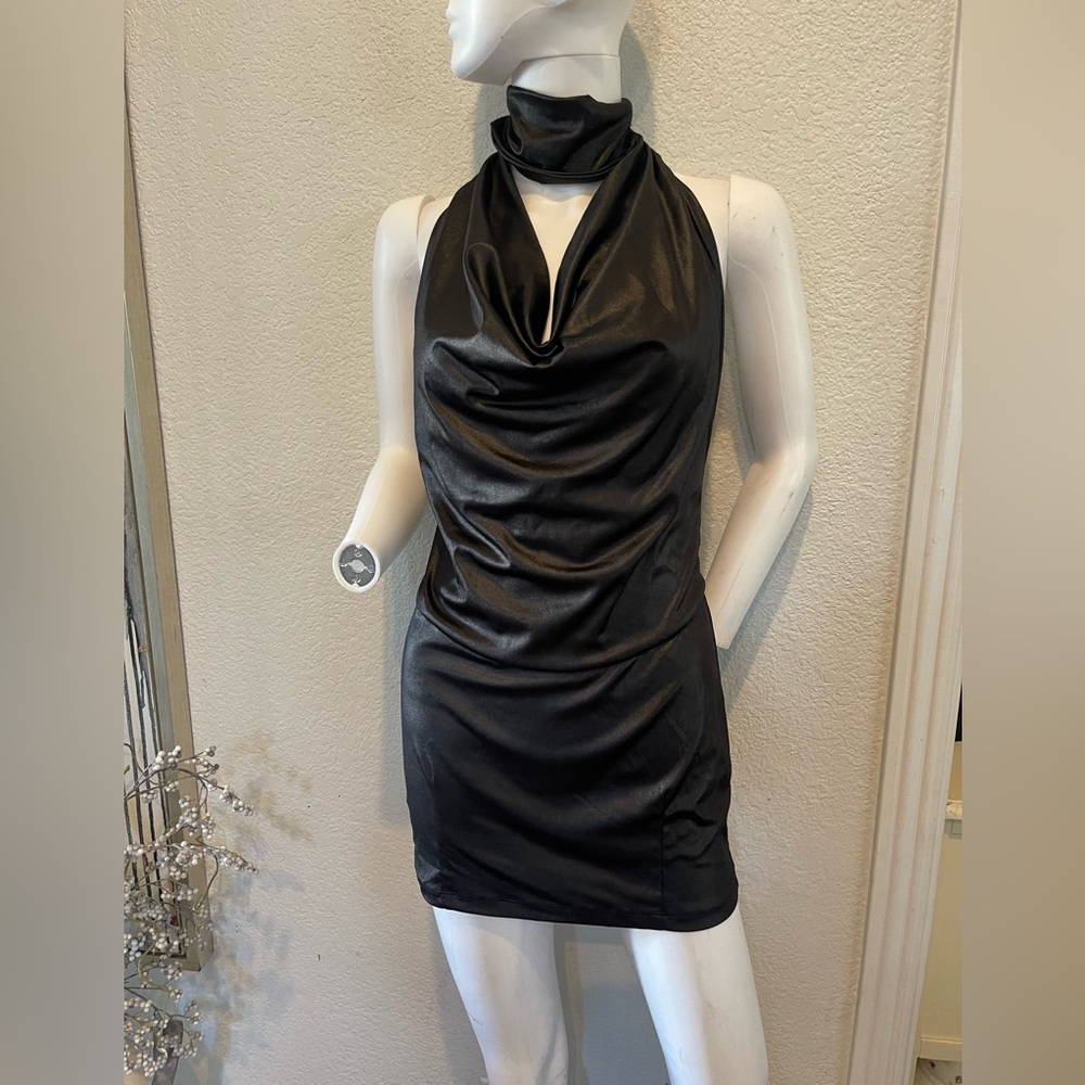 Marciano Y2K baddie xs Black Cowl Neck Mini Dress
